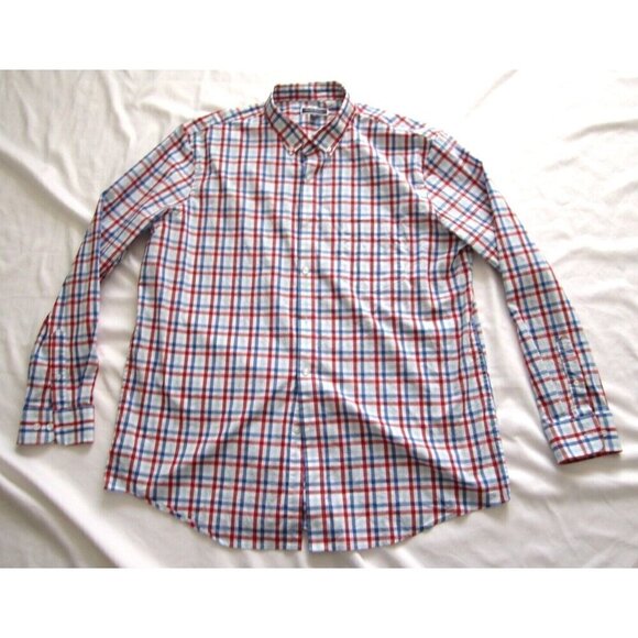 Men's Club Room Button Oxford Plaid Long Sleeve Shirt Sz XXL (MT380) - Picture 1 of 7